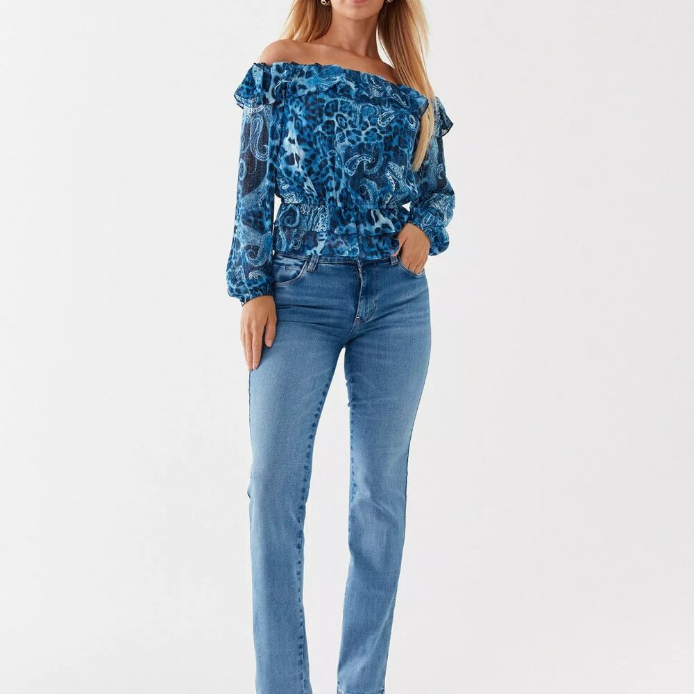GUESS Women’s Blue Cotton Jeans with Front and Back Pockets